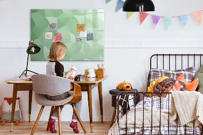 Pizarra borrable de cristal con imanes diseño con abstracción de triángulos