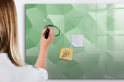 Pizarra borrable de cristal con imanes diseño con abstracción de triángulos