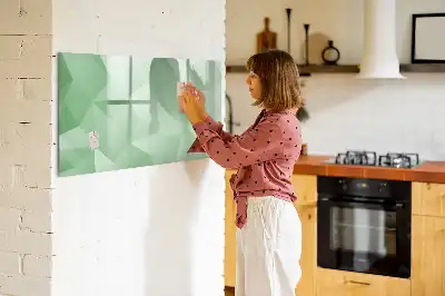 Pizarra borrable de cristal con imanes diseño con abstracción de triángulos