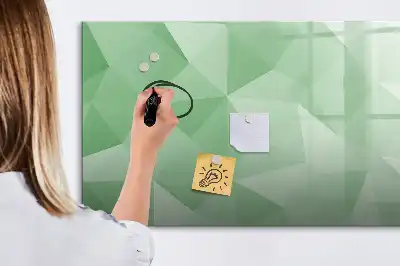 Pizarra borrable de cristal con imanes diseño con abstracción de triángulos