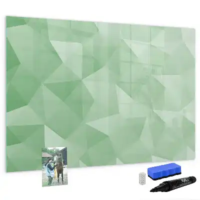 Pizarra borrable de cristal con imanes diseño con abstracción de triángulos