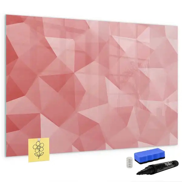 Pizarra magnética de pared diseño con abstracción de triángulos y rotulador incluido
