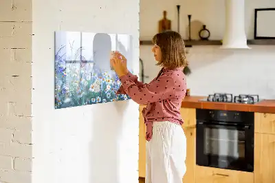 Pizarra magnética de pared diseño mariposa en el prado con rotulador incluido