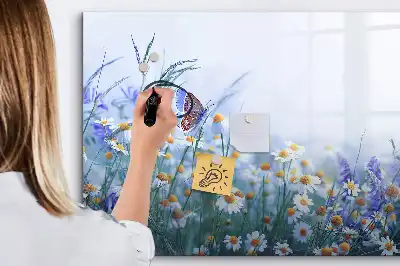 Pizarra magnética de pared diseño mariposa en el prado con rotulador incluido