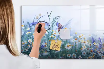 Pizarra magnética de pared diseño mariposa en el prado con rotulador incluido