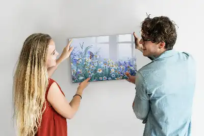 Pizarra magnética de pared diseño mariposa en el prado con rotulador incluido