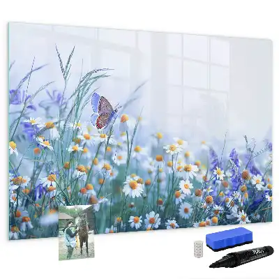 Pizarra magnética de pared diseño mariposa en el prado con rotulador incluido