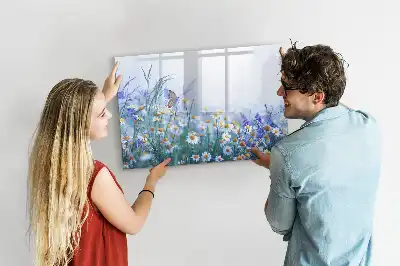 Pizarra magnética de pared diseño mariposa en el prado con rotulador incluido