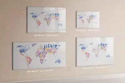 Pizarra de cristal magnética borrable diseño de mapa del mundo