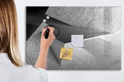 Pizarra borrable de cristal con imanes diseño con abstracción de triángulos