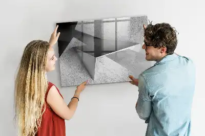 Pizarra borrable de cristal con imanes diseño con abstracción de triángulos