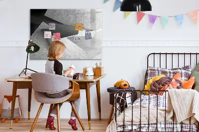 Pizarra borrable de cristal con imanes diseño con abstracción de triángulos
