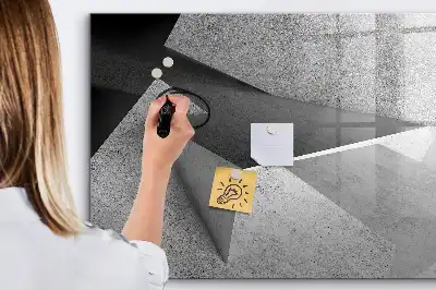 Pizarra borrable de cristal con imanes diseño con abstracción de triángulos