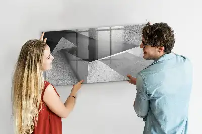 Pizarra borrable de cristal con imanes diseño con abstracción de triángulos