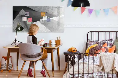 Pizarra borrable de cristal con imanes diseño con abstracción de triángulos