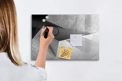 Pizarra borrable de cristal con imanes diseño con abstracción de triángulos