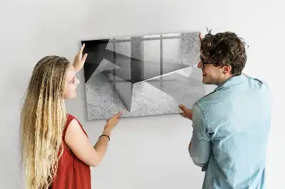 Pizarra borrable de cristal con imanes diseño con abstracción de triángulos