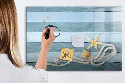 Pizarra magnética de pared con diseño de plantas y conchas y rotulador incluido