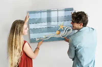 Pizarra magnética de pared con diseño de plantas y conchas y rotulador incluido