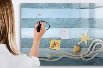 Pizarra magnética de pared con diseño de plantas y conchas y rotulador incluido