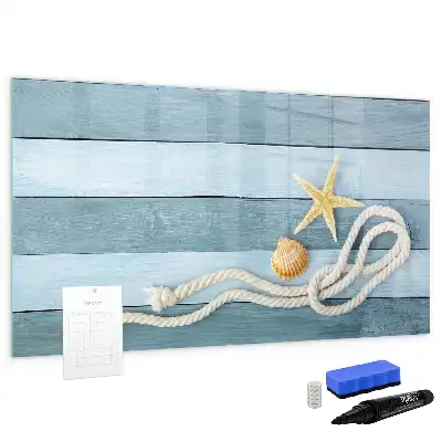 Pizarra magnética de pared con diseño de plantas y conchas y rotulador incluido