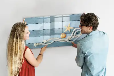 Pizarra magnética de pared con diseño de plantas y conchas y rotulador incluido