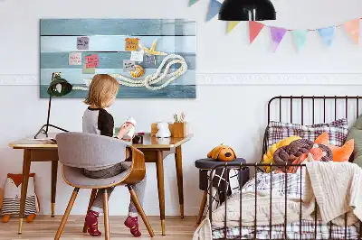 Pizarra magnética de pared con diseño de plantas y conchas y rotulador incluido