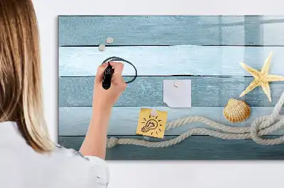 Pizarra magnética de pared con diseño de plantas y conchas y rotulador incluido