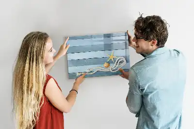 Pizarra magnética de pared con diseño de plantas y conchas y rotulador incluido