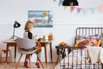 Pizarra magnética de pared con diseño de plantas y conchas y rotulador incluido