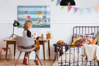 Pizarra magnética de pared con diseño de plantas y conchas y rotulador incluido
