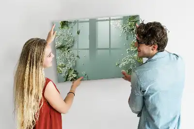 Pizarra borrable de cristal con imanes diseño de flores delicadas