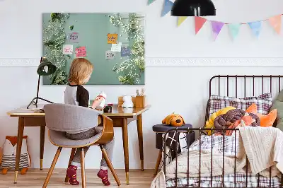 Pizarra borrable de cristal con imanes diseño de flores delicadas