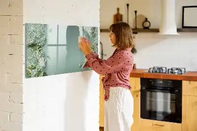 Pizarra borrable de cristal con imanes diseño de flores delicadas