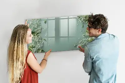 Pizarra borrable de cristal con imanes diseño de flores delicadas