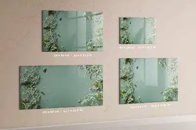 Pizarra borrable de cristal con imanes diseño de flores delicadas