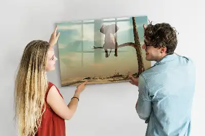 Pizarra magnética de pared con diseño de elefante en el árbol y rotulador