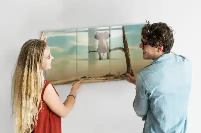 Pizarra magnética de pared con diseño de elefante en el árbol y rotulador