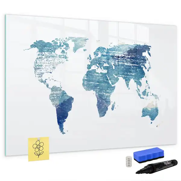 Mapa del mundo pizarra magnética de pared con rotulador