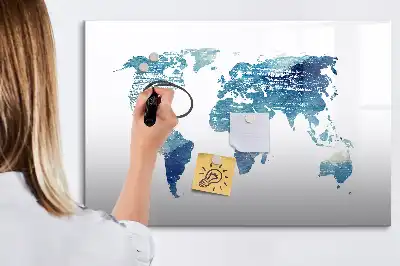 Mapa del mundo pizarra magnética de pared con rotulador