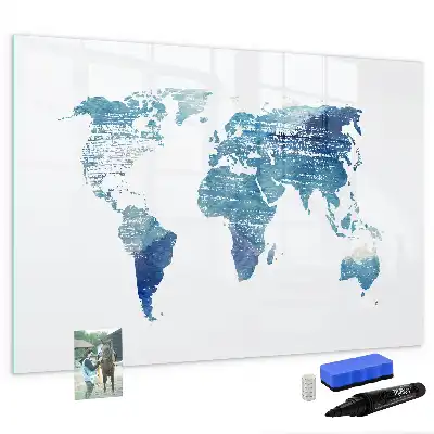 Mapa del mundo pizarra magnética de pared con rotulador