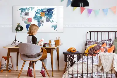 Mapa del mundo pizarra magnética de pared con rotulador