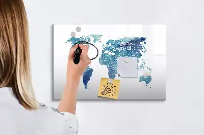 Mapa del mundo pizarra magnética de pared con rotulador