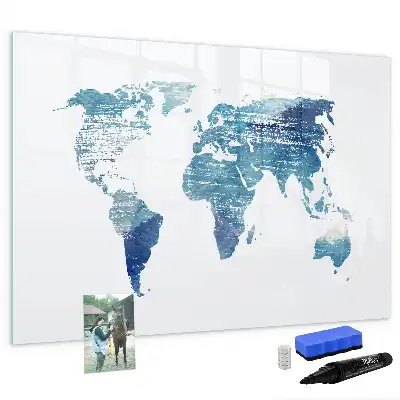 Mapa del mundo pizarra magnética de pared con rotulador