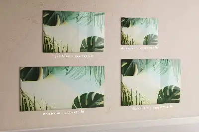 Pizarra de cristal borrable con imanes diseño de hojas de monstera