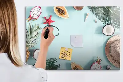 Pizarra magnética de pared con rotulador diseño composición de verano