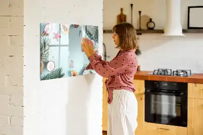 Pizarra magnética de pared con rotulador diseño composición de verano