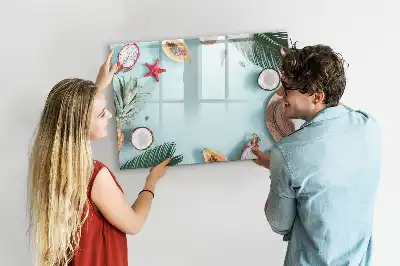 Pizarra magnética de pared con rotulador diseño composición de verano