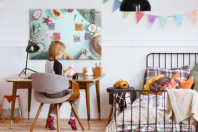 Pizarra magnética de pared con rotulador diseño composición de verano
