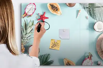 Pizarra magnética de pared con rotulador diseño composición de verano